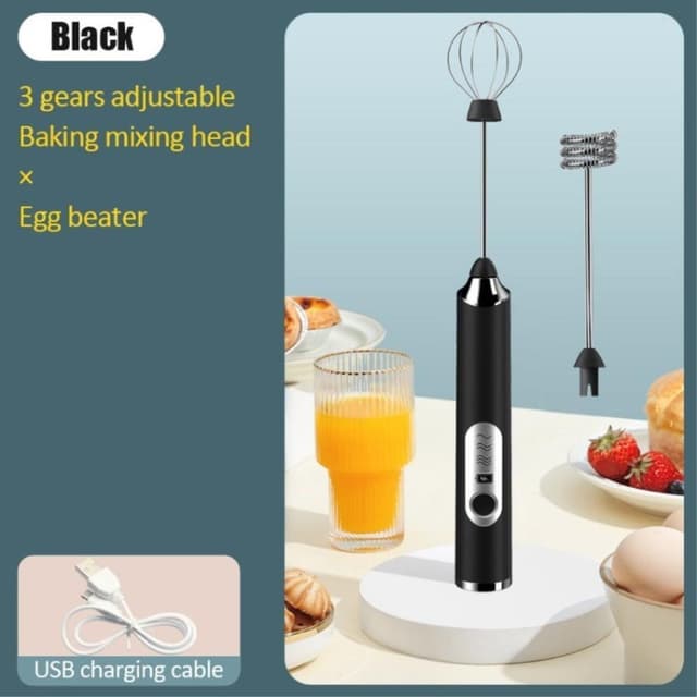 Melkeskummer Automatisk melkeskum Eggvisp Oppladbar Svart