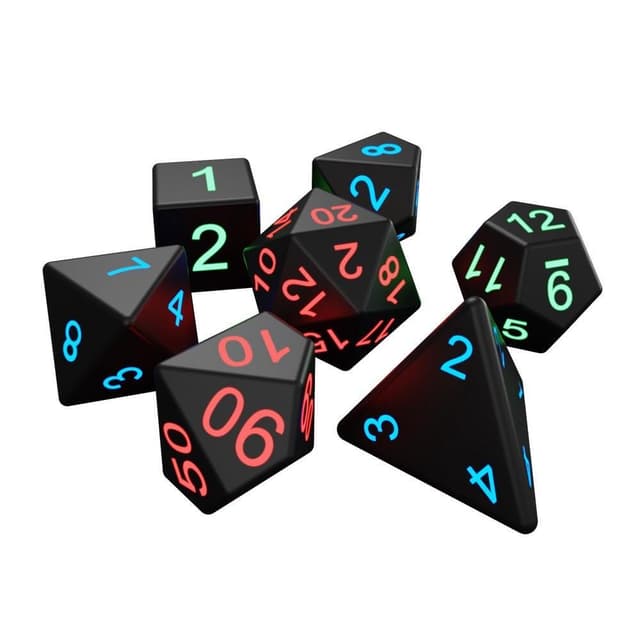 7stk/sett LED lysende terningsett Polyhedron Game Party Dice
