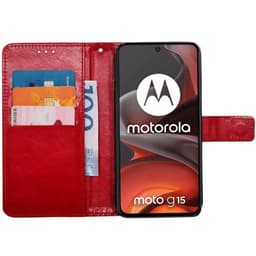 Wallet cover 3-kort Motorola Moto G15 - Rød