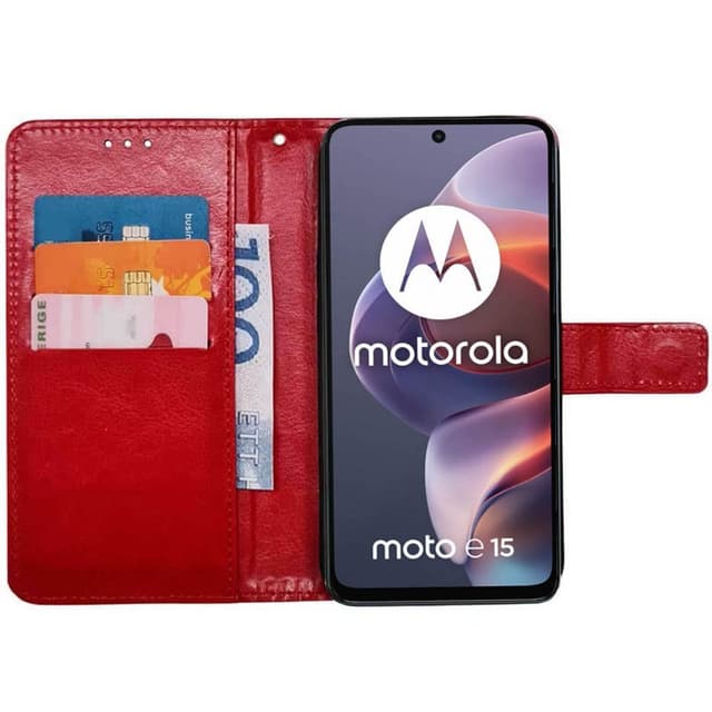 Plånboksfodral 3-kort Motorola Moto E15 - Röd