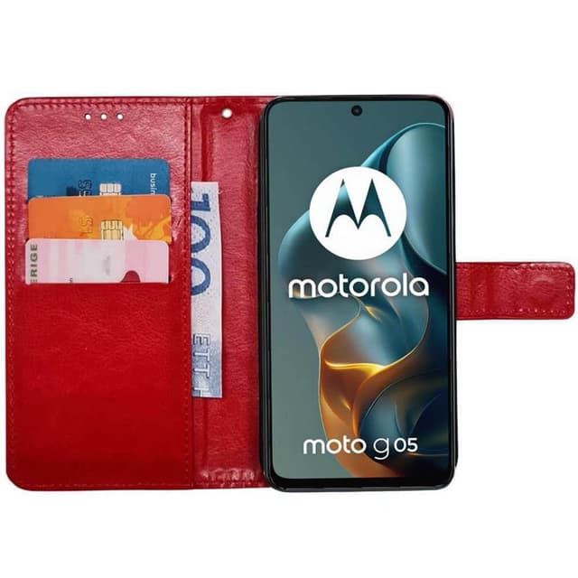 Wallet cover 3-kort Motorola Moto G05 - Rød