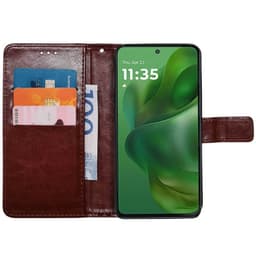 Lompakkokotelo 3-kortti Motorola Moto G Power (2025) - Ruskea