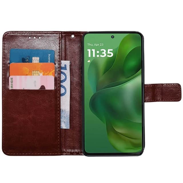Lompakkokotelo 3-kortti Motorola Moto G Power (2025) - Ruskea