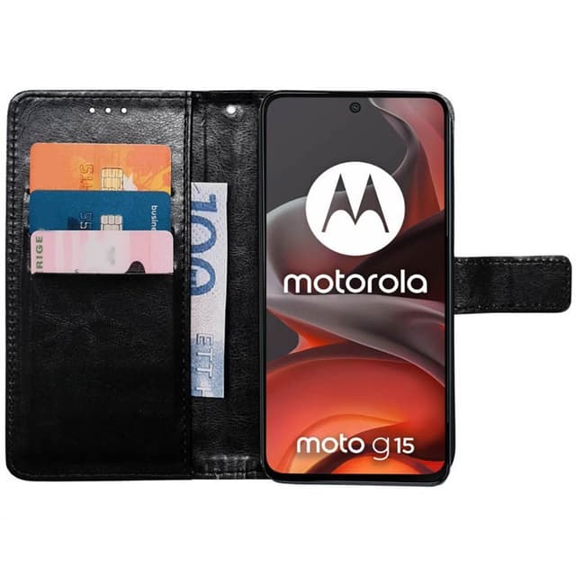 Lompakkokotelo 3-kortti Motorola Moto G15 - Musta