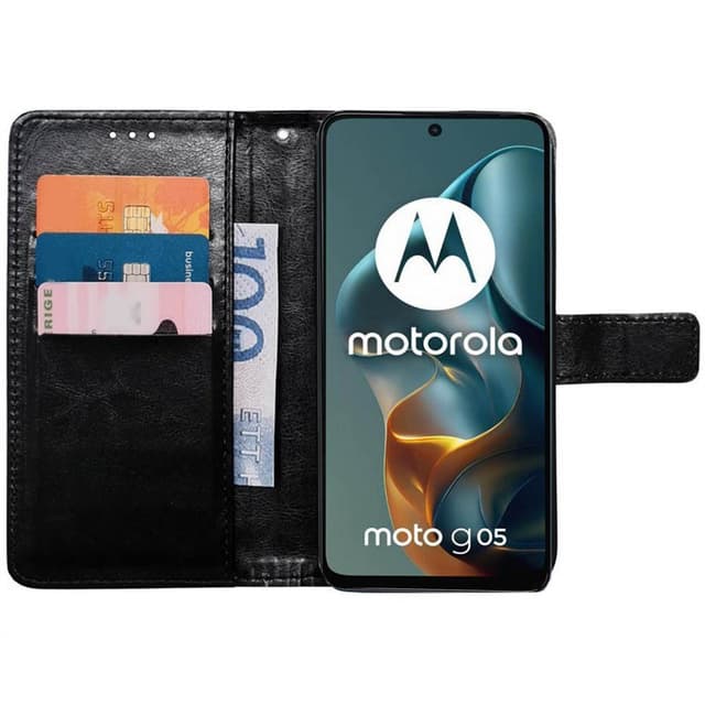 Lompakkokotelo 3-kortti Motorola Moto G05 - Musta