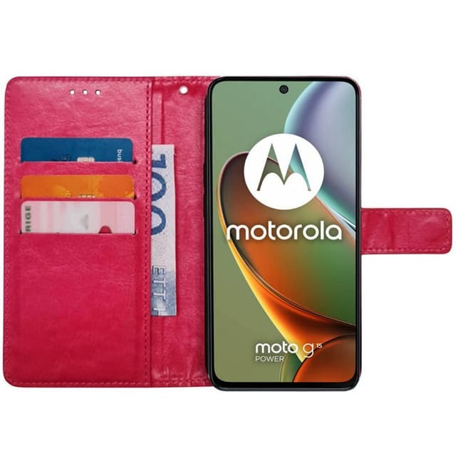 Lompakkokotelo 3-kortti Motorola Moto G15 Power - Vaaleanpunainen