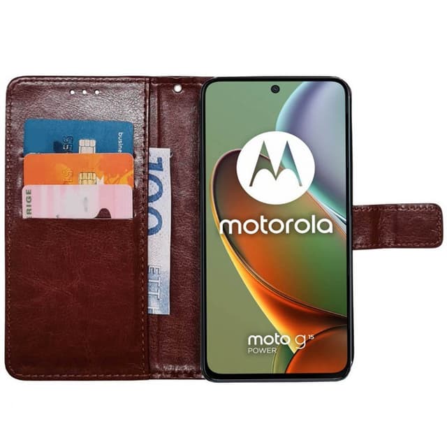 Wallet cover 3-kort Motorola Moto G15 Power - Brun