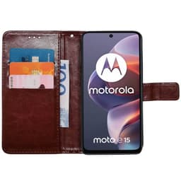 Lommebokdeksel 3-kort Motorola Moto E15 - Brun