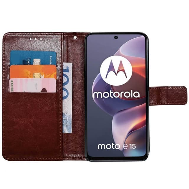 Wallet cover 3-kort Motorola Moto E15 - Brun