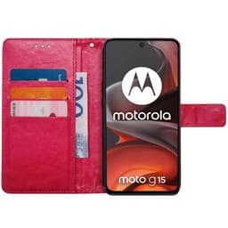 Wallet cover 3-kort Motorola Moto G15 - Lyserød