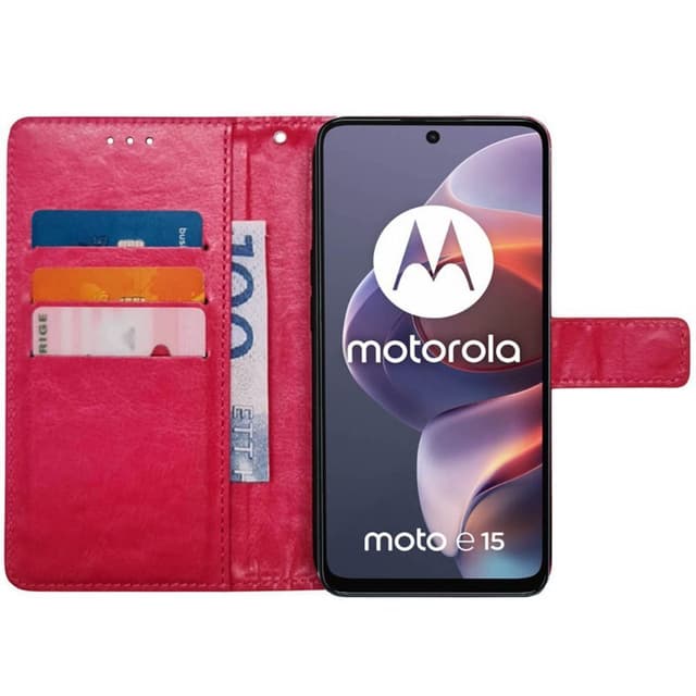 Lompakkokotelo 3-kortti Motorola Moto E15 - Vaaleanpunainen
