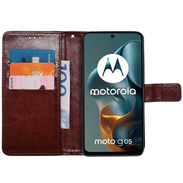 Lompakkokotelo 3-kortti Motorola Moto G05 - Ruskea