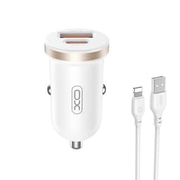 XO Billader PD 30W QC med 1xUSB og 1xUSB-C + USB til Lightning-kabel