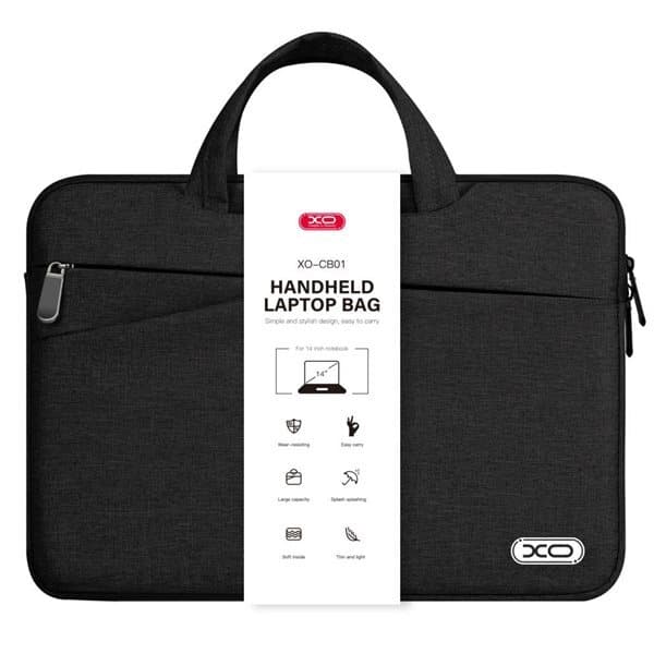 XO Laptopveske 14 Tommer – Svart, Beskyttende PC-veske med Utvendig Lomme