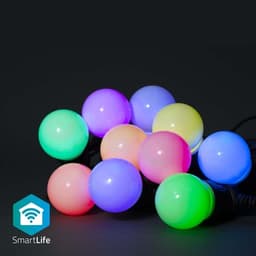 Nedis SmartLife Dekorative Lys | Party Lights | Wi-Fi | Hvit / RGB | 10 LED's | 9.00 m | Android/ IOS | Pære diameter: 50 mm