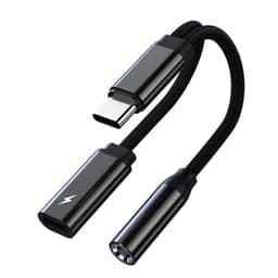 USB-C mann til 3,5 mm+USB-C kvinnelig hodetelefonadapter AUX-splitter