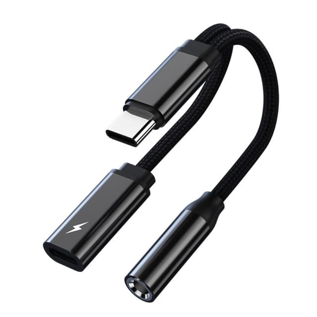 USB-C mann til 3,5 mm+USB-C kvinnelig hodetelefonadapter AUX-splitter
