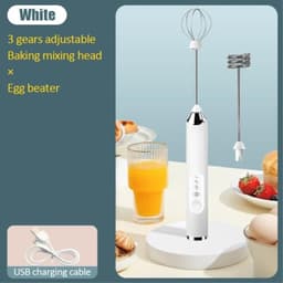 Melkeskummer Automatisk melkeskum Eggvisp Oppladbar hvit