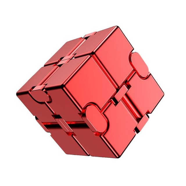 Fidget Spinner Avslappning Infinite Cube Metall Flip Kub Röd