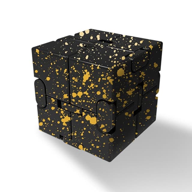 Fidget Toy Relaxation Infinite Cube Metal Flip Cube Svart-Gul