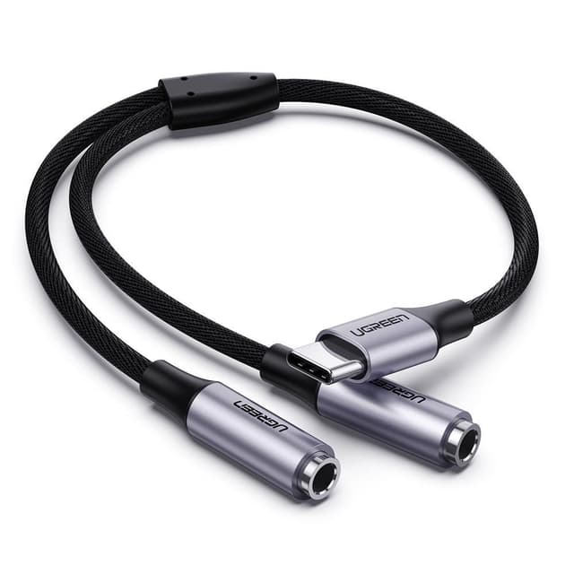 Usb-C hane till dubbel 3,5 mm hona Audio Splitter AUX hörlur