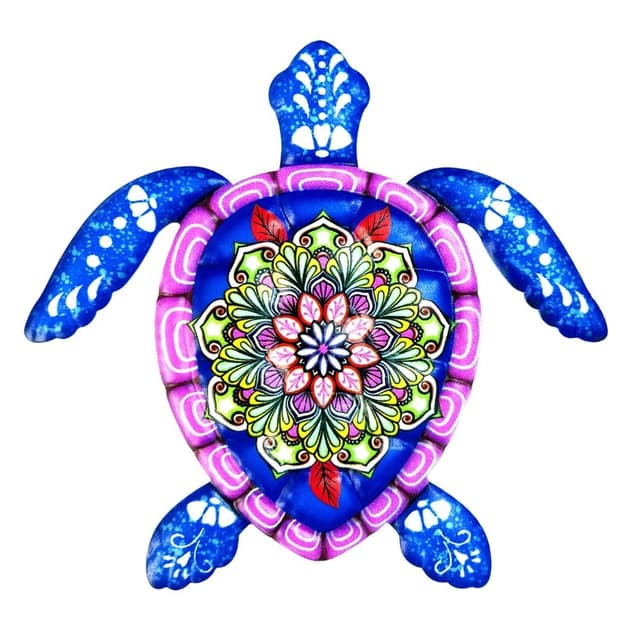 Turtle Iron Veggklistremerke Hagepynt 21,5x20cm - Blå