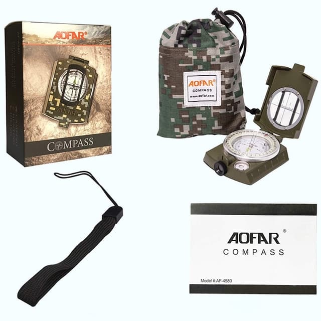 Kompass AOFAR Metall Utomhus Vandring Camping Fluorescerande