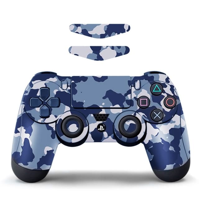 For Sony PS4/PS4 Slim Game Controller Dekal Avtakbar - Blå Camouflage