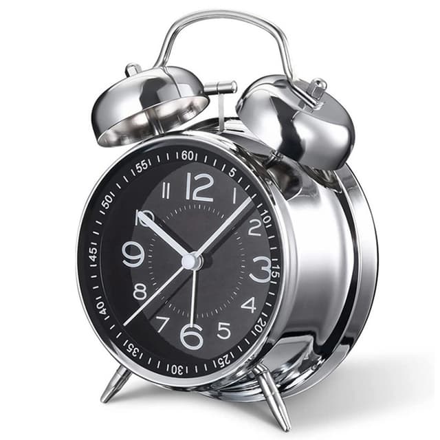 Retro Twin Bell Alarm Stille Vekkerklokke
