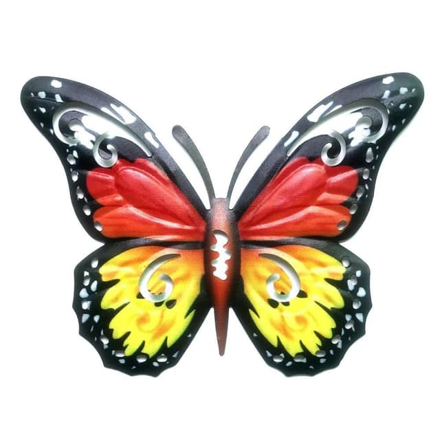 Art 3D Butterfly Vegghengende dekor Hagepynt Rødgul