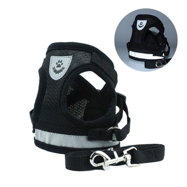 Reflekterende hundesele for liten middels hund - svart/L