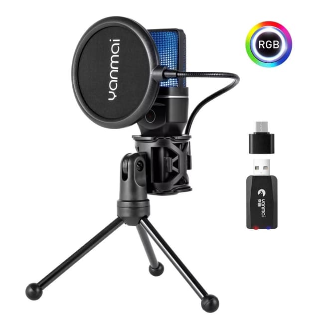 YANMAI Live Streaming Trådløs RGB Mikrofon Spillspill Online