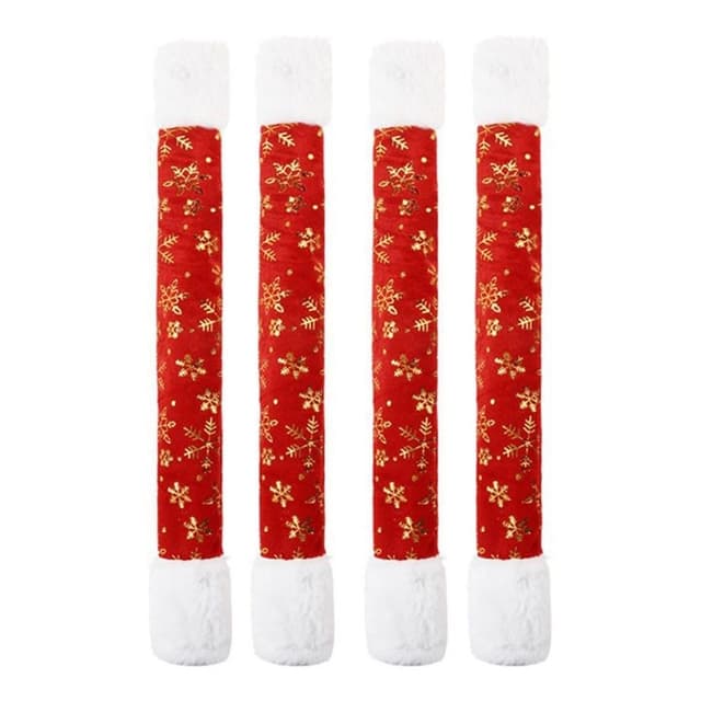 4-pack Jullinne Tyg Kylskåp Dörrhandtag Skyddande överdrag Jul