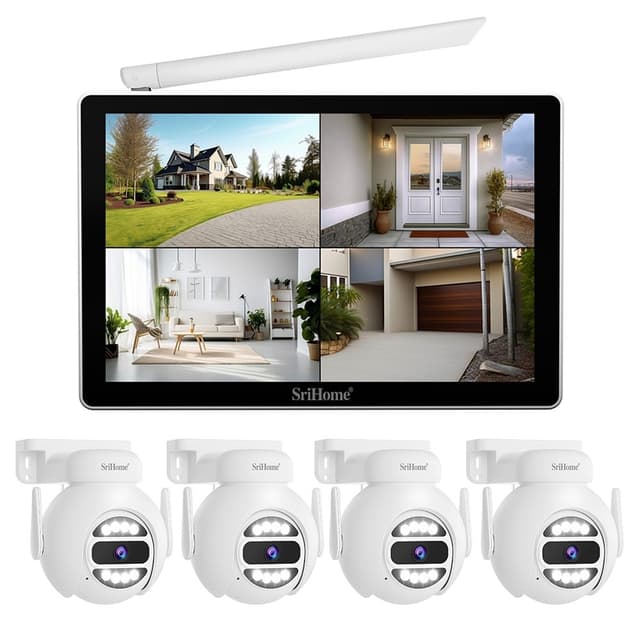 SRIHOME NVS010 1 till 4 Trådlös Touchskärm 5MP HD Övervakningskamera NVR Videoinspelare