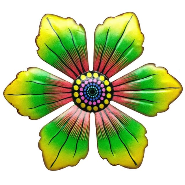 Blomster Metal Vægdekor Have Ornament 15x15x0,8cm - Grøn