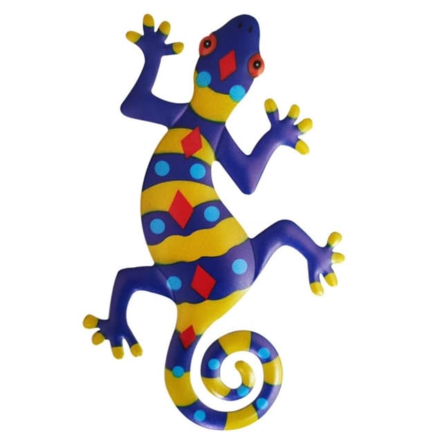 Gecko Lizard Veggklistremerke Hagepynt 13x22cm - Gul