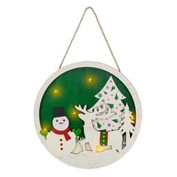Jul Skylt Dekoration Dörr med LED-ljus - Snögubbe och älg