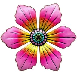 Blomster Metal Vægdekor Have Ornament 15x15x0,8cm - RØD