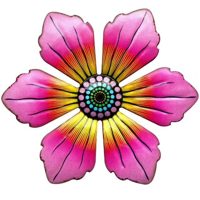 Blomster Metal Vægdekor Have Ornament 15x15x0,8cm - RØD