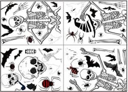 Väggdekorationer med halloweenmotiv, Döskallar , 35x25