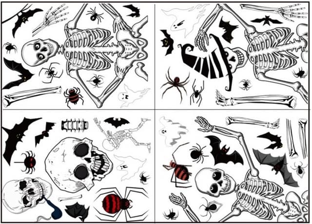 Väggdekorationer med halloweenmotiv, Döskallar , 35x25