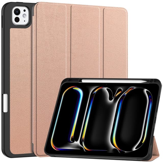 Til iPad Pro 11 (2024) Slim Fit Trifoldbart deksel Pennerom - RoseGold