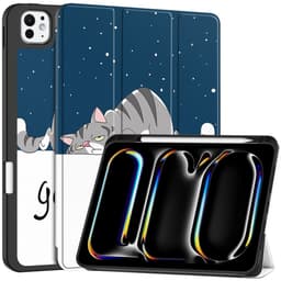 Til iPad Pro 11 (2024) Etui Tre-fold Stativ Tablet Cover med Pen Holder - Cat