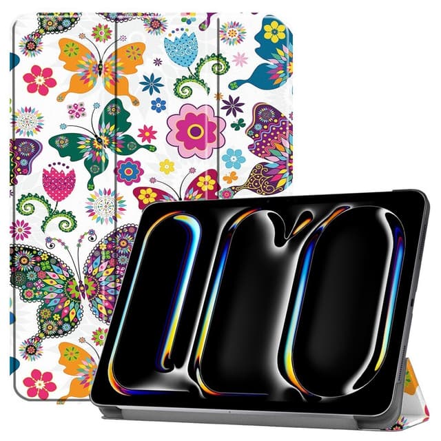 iPad Pro 11 (2024) Kotelo Auto Herää / Nuku Kolminkertainen Taittojalusta Tabletin Suoja - Butterflies
