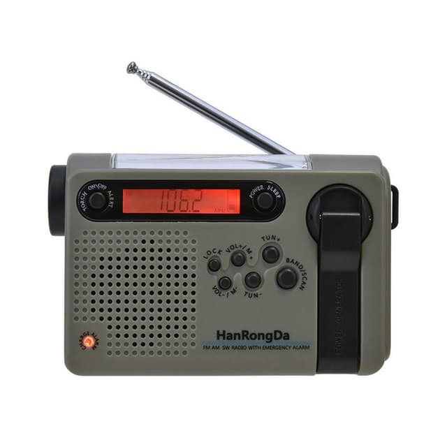 Bärbar Radio LED - ficklampa 2000mAh batteri SOS handvev Soldriven