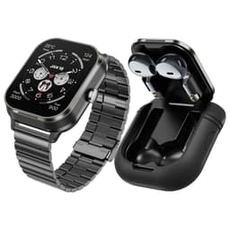 D8 Pro 2-i-1 Bluetooth-hovedtelefoner & Smart Watch Health Monitoring Stålrem