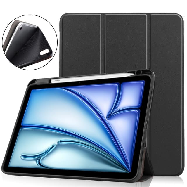 Til iPad Air 11 (2024) Slim Fit Tri-Foldbart Etui Pennebrett - Svart