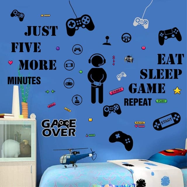 25*30 cm TV-spel väggdekal PVC-klistermärke Gamer-temadekoration