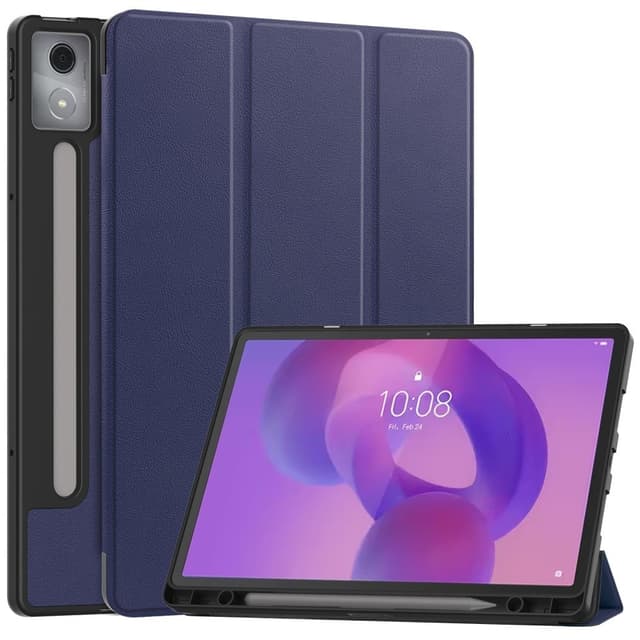For Lenovo Idea Tab Pro Case Tri-Fold stativdeksel med penneholder - Mørk blå