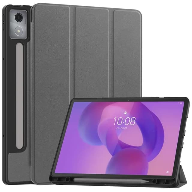 För Lenovo Idea Tab Pro Fodral Tri-Fold Stativ Skal med pennhållare - Grå